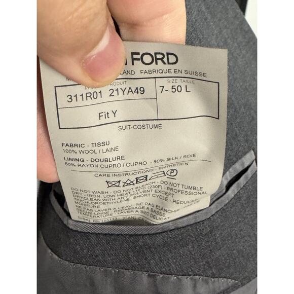 Tom Ford Charcoal Gray Suit Jacket Blazer 50/40L US Men’s Wool Notch Lapel - Picture 8 of 9